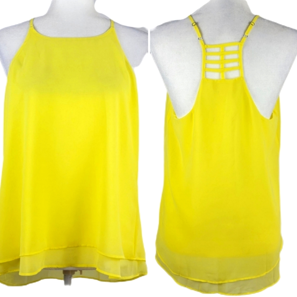 E Hanger m bright yellow tank top large